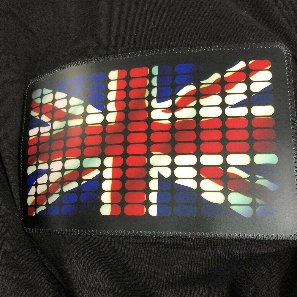 Union Jack T-shirt Sensor Black Electric Light Up Flashing Patch Flashwear XL